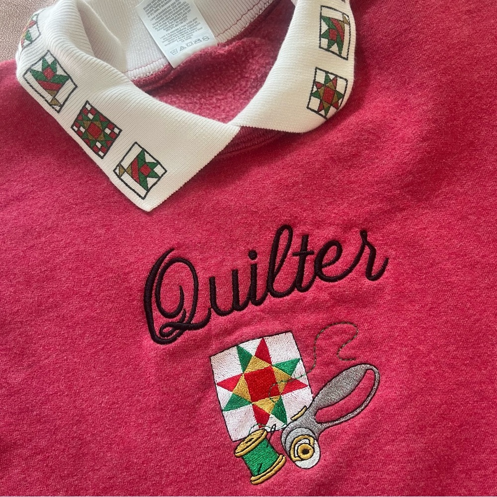 Vintage Grandma Sweater crewneck with Collar Cottagecore Quilter grandmacore